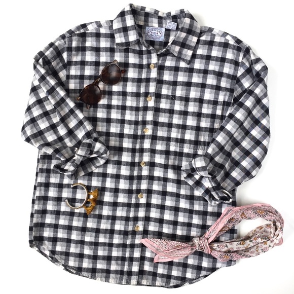carolina colours Tops - Vintage Checkered Black and White Flannel